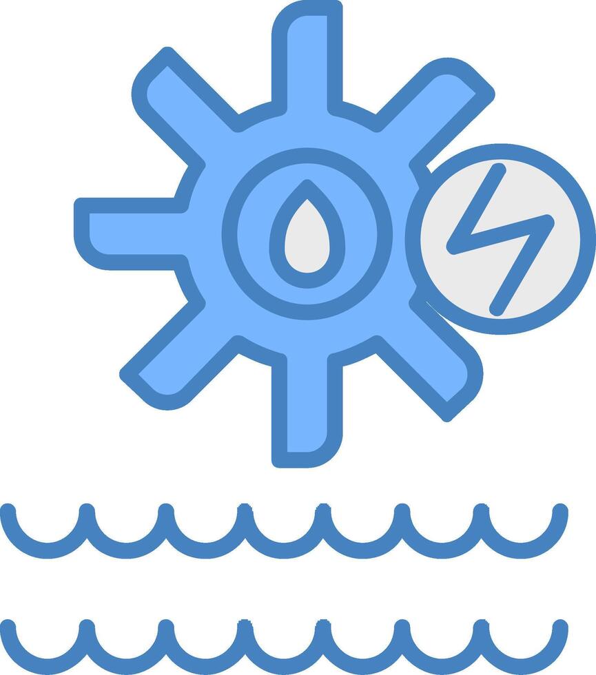 hydro energia linea pieno blu icona vettore