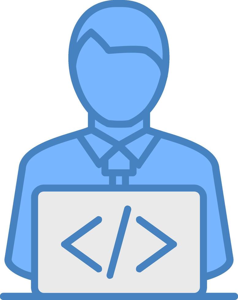 sviluppatore linea pieno blu icona vettore