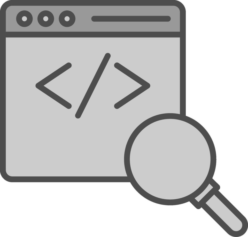 codice revisione linea pieno in scala di grigi icona design vettore