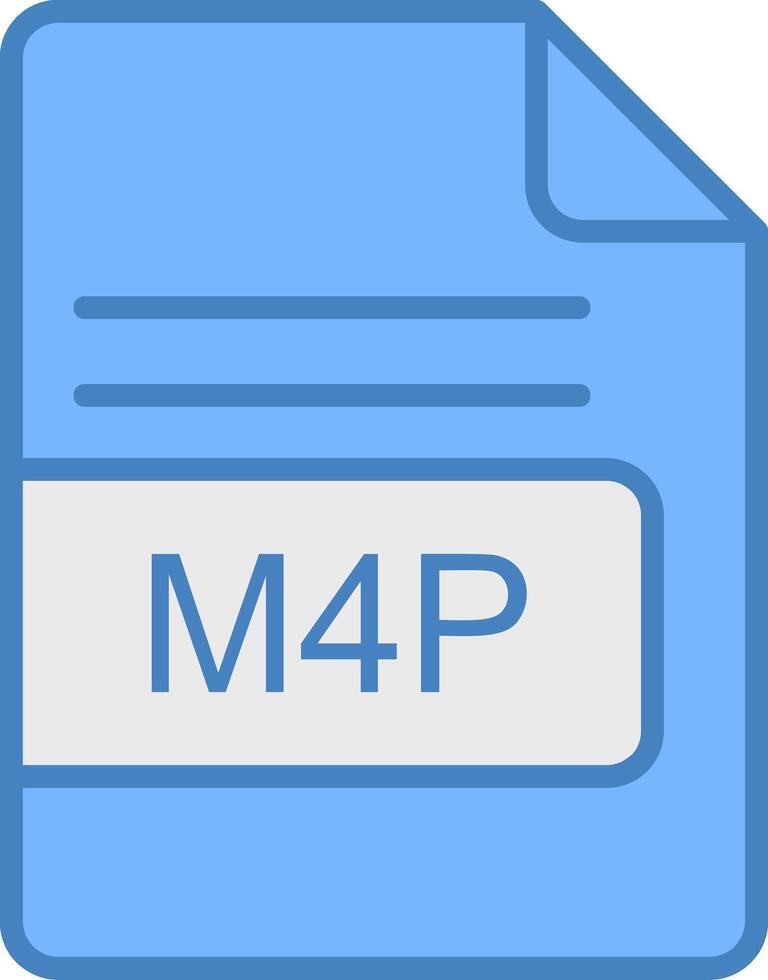 m4p file formato linea pieno blu icona vettore