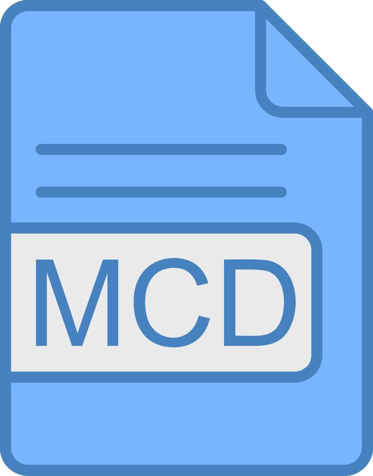 mcd file formato linea pieno blu icona vettore