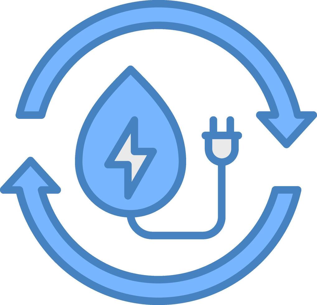 acqua energia linea pieno blu icona vettore