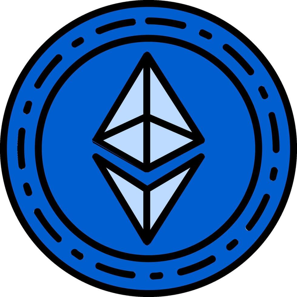 Ethereum moneta linea pieno icona vettore