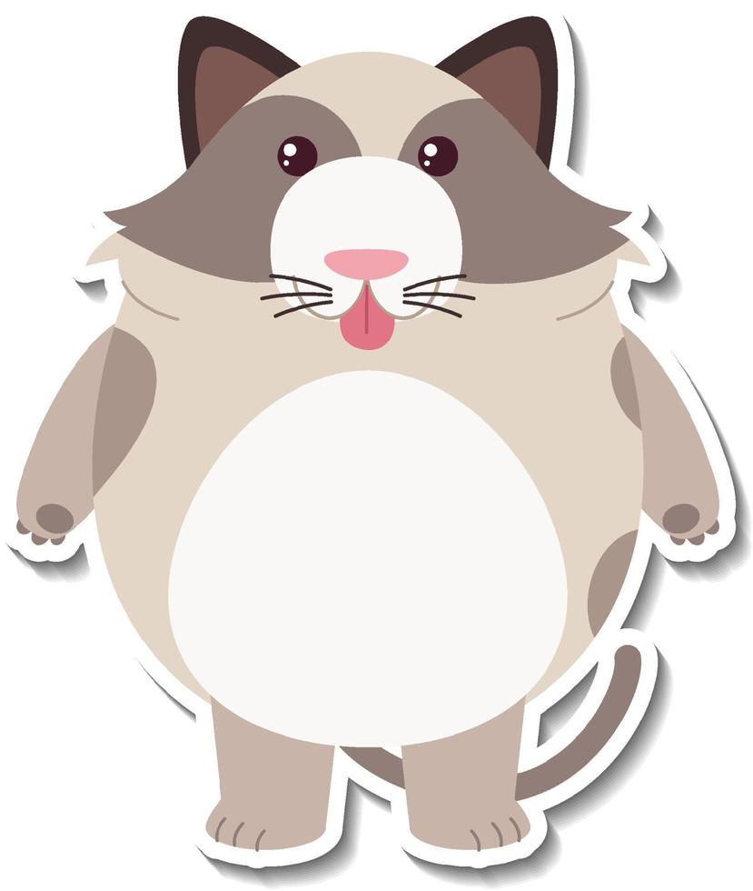 adesivo cartone animato animale gatto paffuto vettore