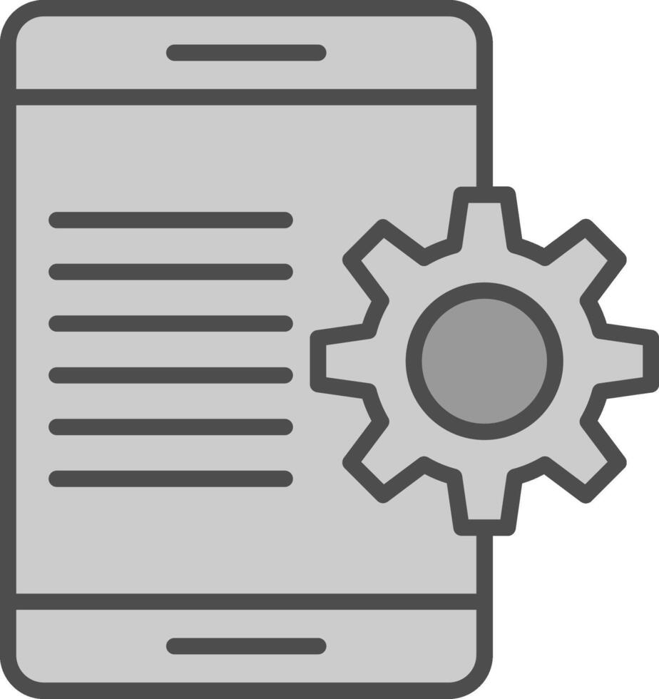 App sviluppo linea pieno in scala di grigi icona design vettore