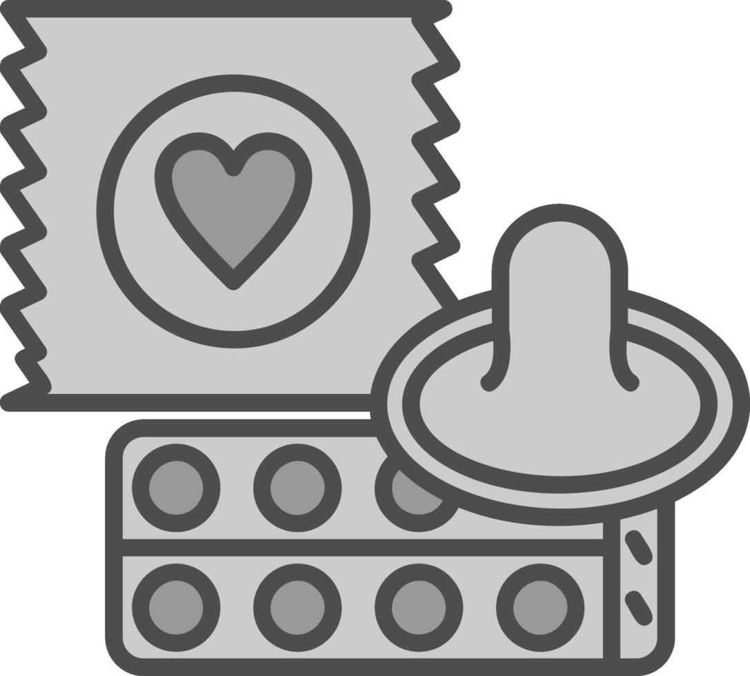 preservativo linea pieno in scala di grigi icona design vettore