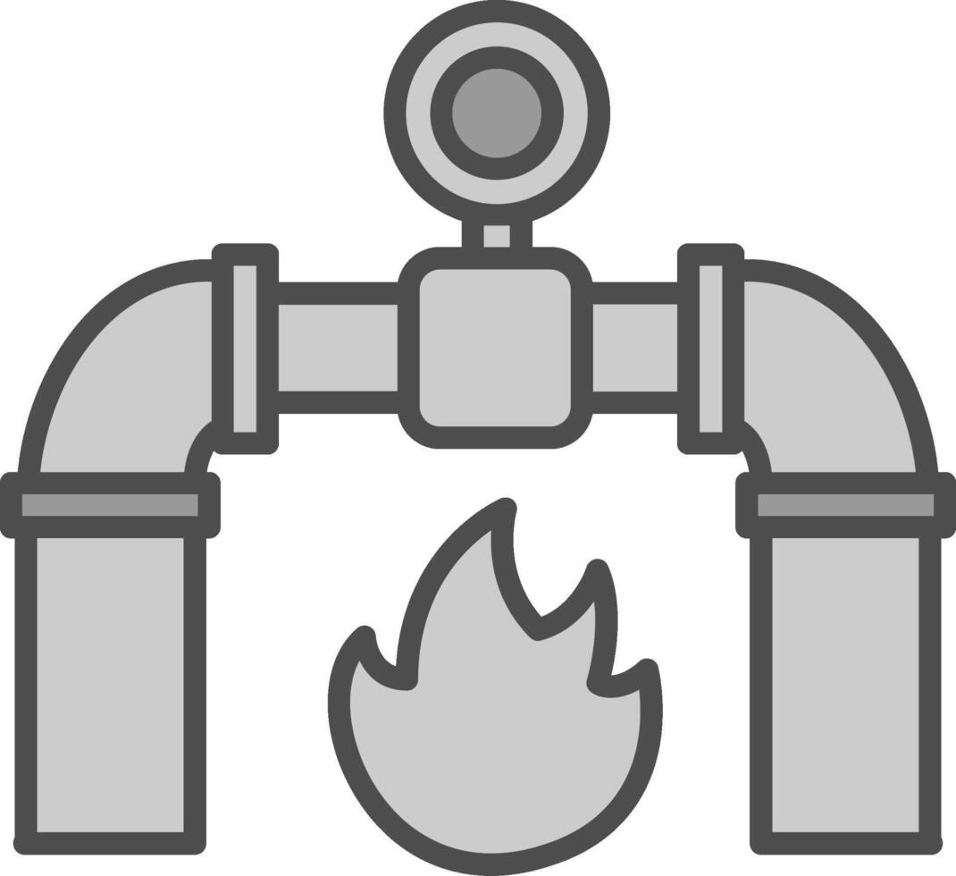 gas linea pieno in scala di grigi icona design vettore