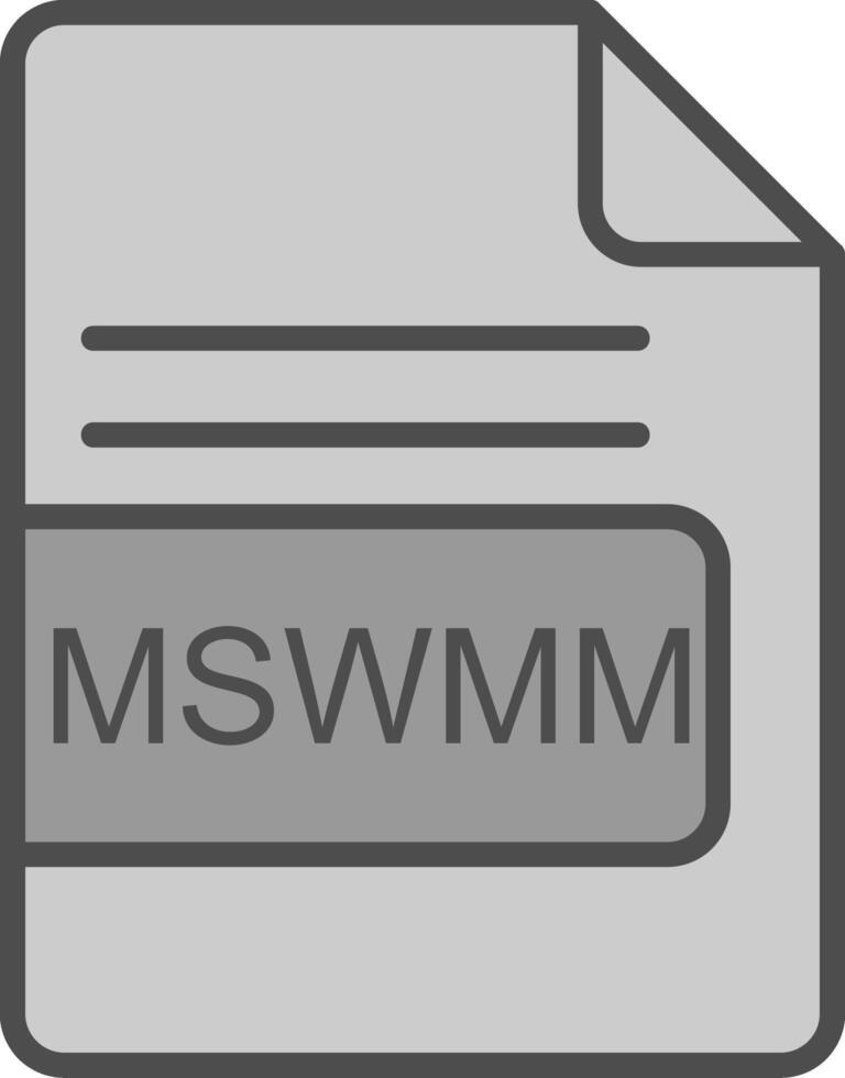 mswmm file formato linea pieno in scala di grigi icona design vettore