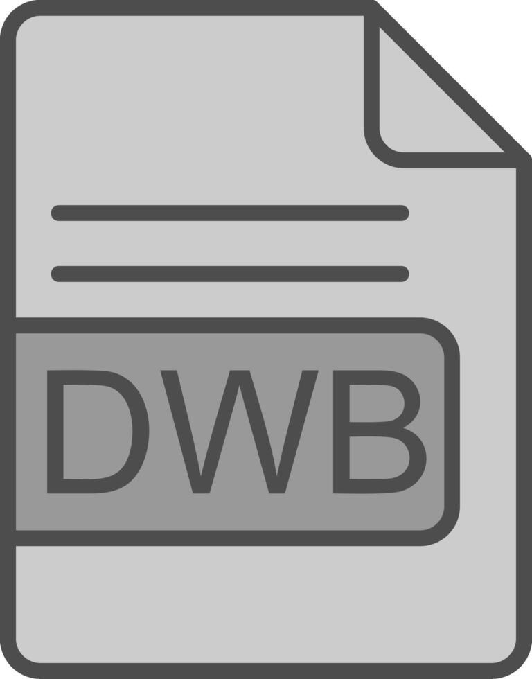 dwb file formato linea pieno in scala di grigi icona design vettore