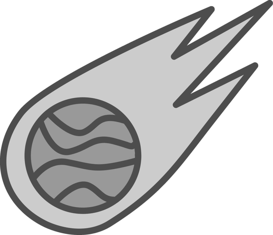 asteroide linea pieno in scala di grigi icona design vettore