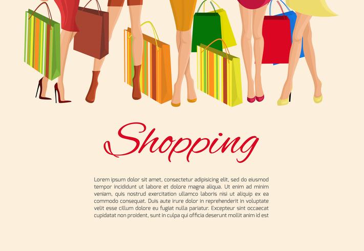 Poster di gambe ragazza dello shopping vettore