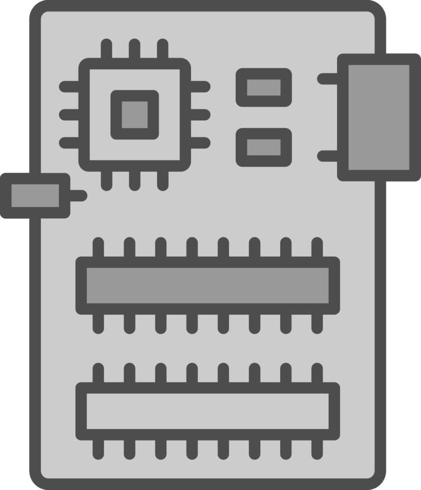 circuito tavola linea pieno in scala di grigi icona design vettore