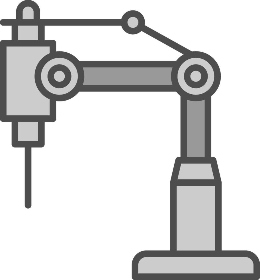robot braccio linea pieno in scala di grigi icona design vettore