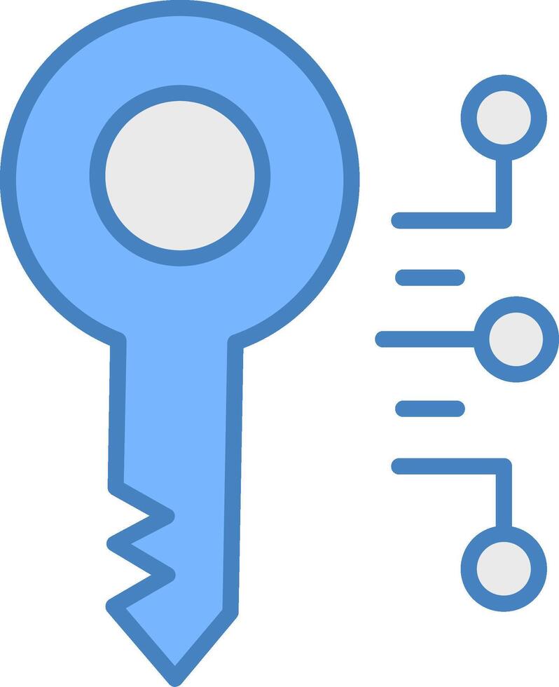 digitale chiave linea pieno blu icona vettore