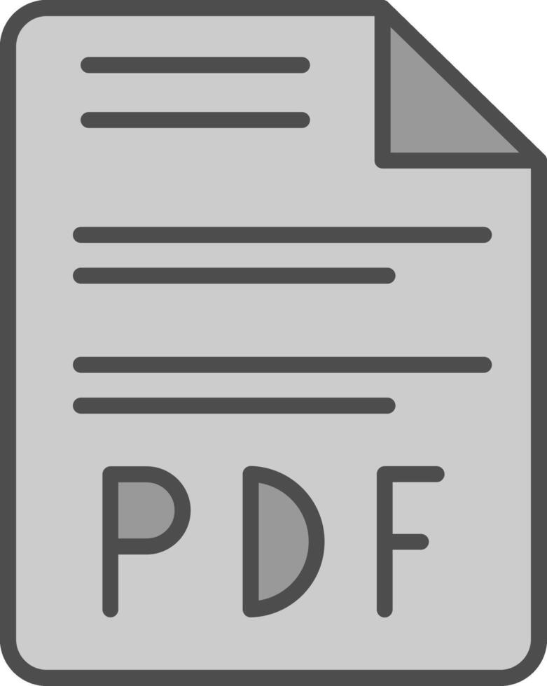 PDF linea pieno in scala di grigi icona design vettore