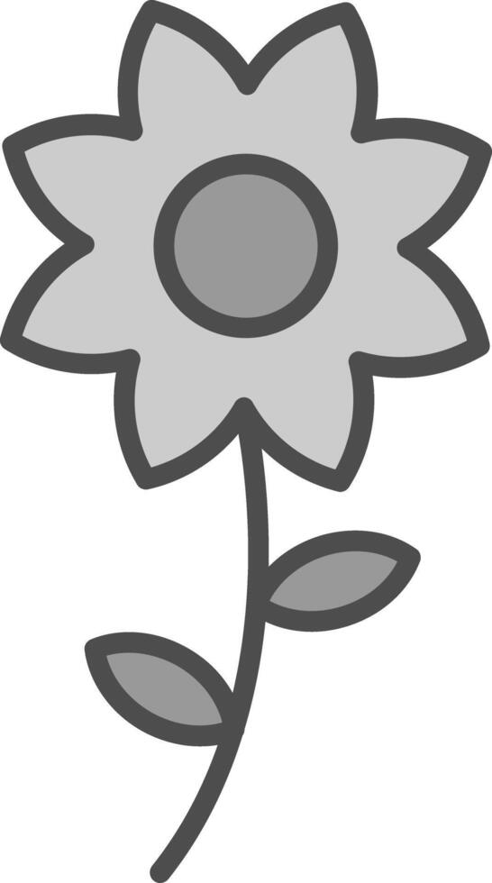 fiore linea pieno in scala di grigi icona design vettore
