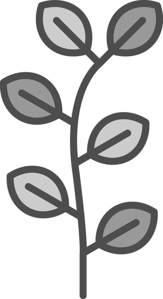 eucalipto linea pieno in scala di grigi icona design vettore