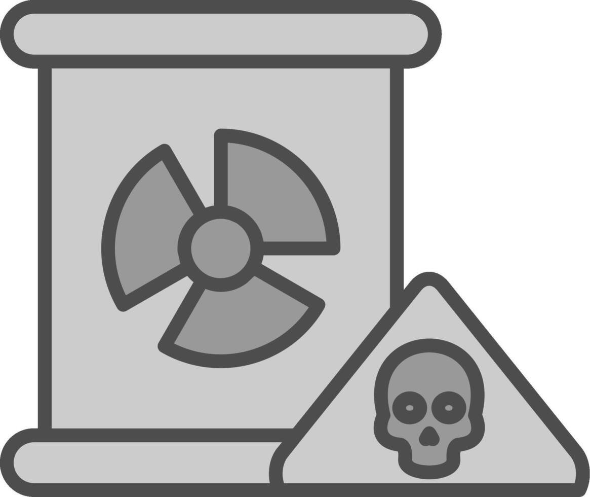 nucleare Pericolo linea pieno in scala di grigi icona design vettore