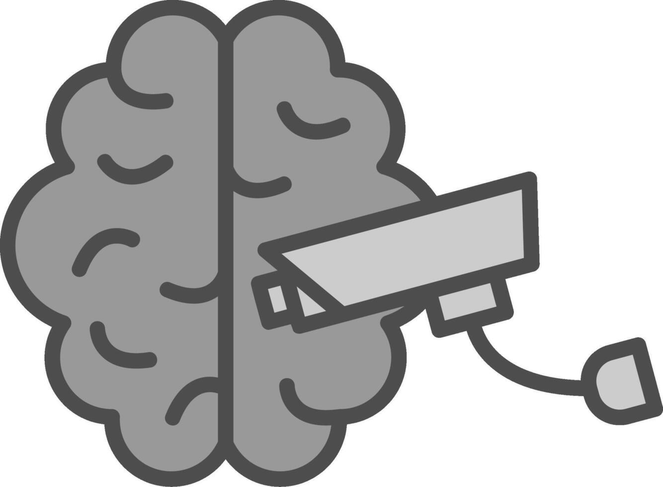 cervello linea pieno in scala di grigi icona design vettore