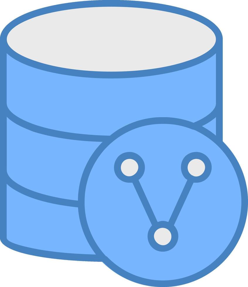 Banca dati condivisione linea pieno blu icona vettore