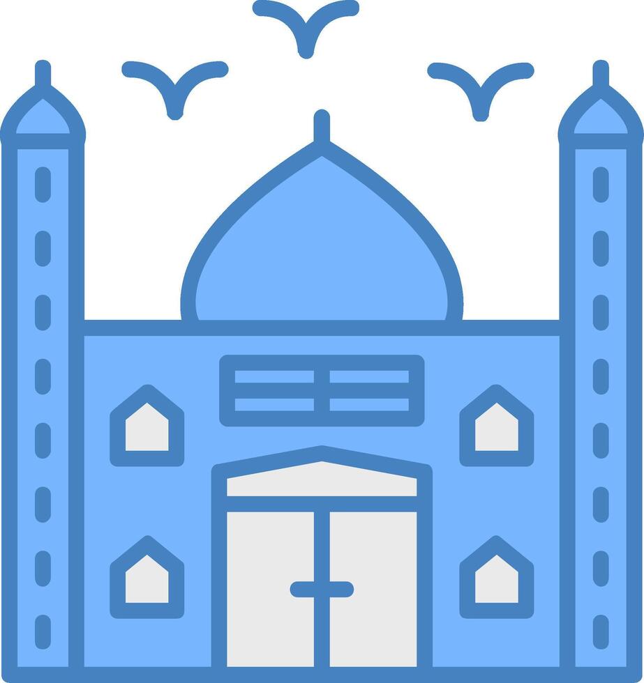 moschea linea pieno blu icona vettore