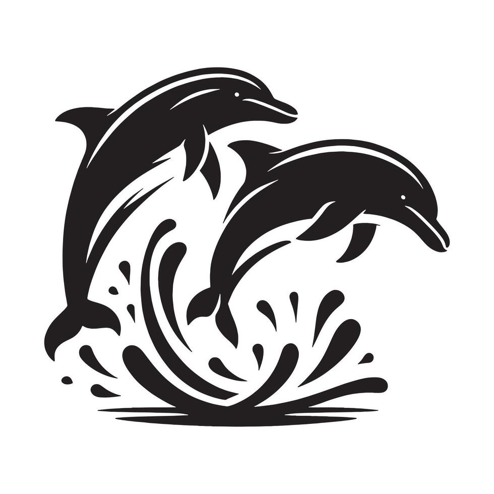 delfino silhouette illustrazione su un' bianca sfondo vettore