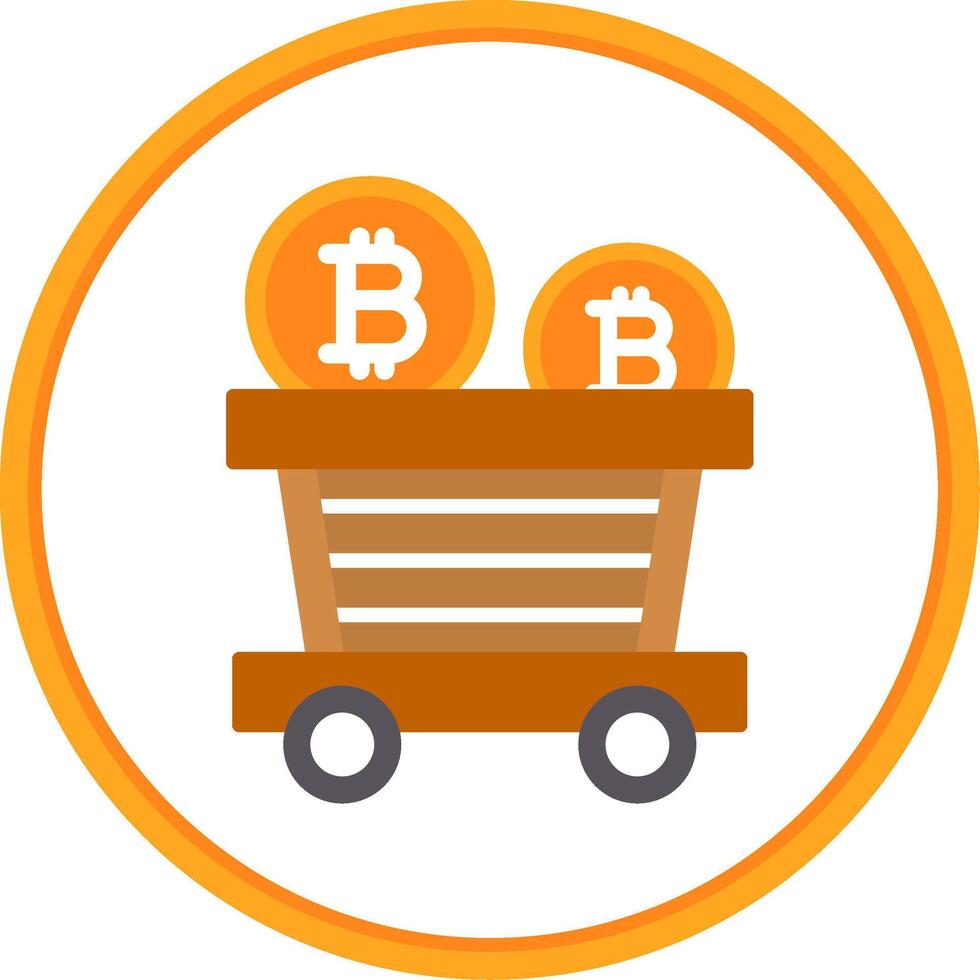 bitcoin carrello piatto cerchio icona vettore