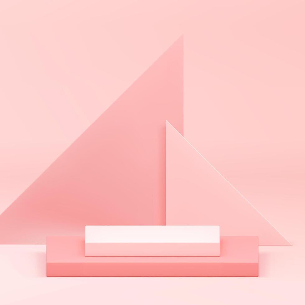 rosa geometrico 3d podio piedistallo finto su per cosmetico Prodotto mostrare presentazione realistico vettore