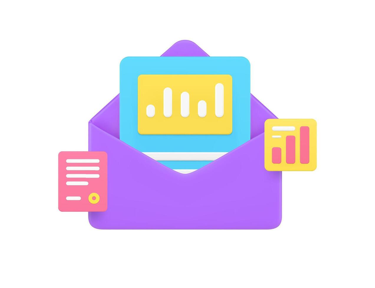 attività commerciale posta e-mail analizzando rapporto analitica statistica arrivo Messaggio 3d icona realistico vettore