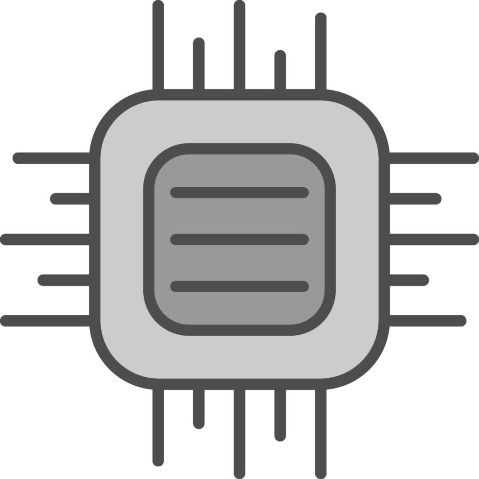 processore linea pieno in scala di grigi icona design vettore