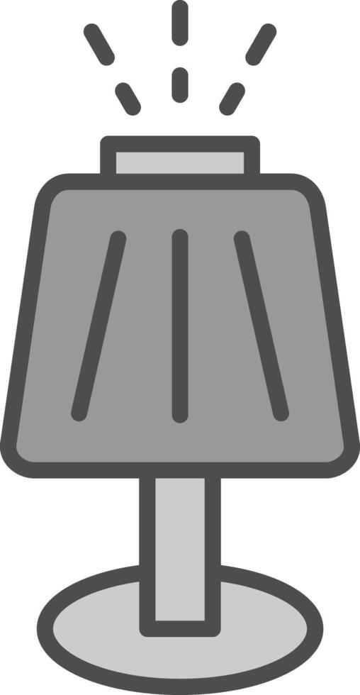 tavolo lampada linea pieno in scala di grigi icona design vettore