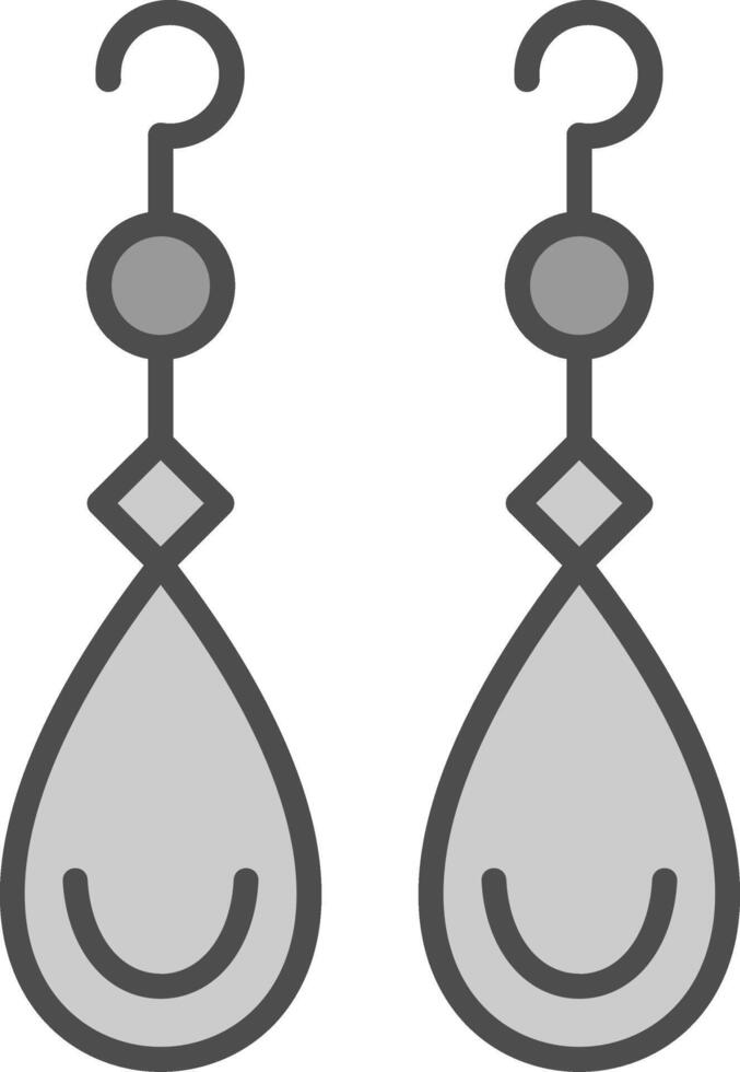 orecchini linea pieno in scala di grigi icona design vettore