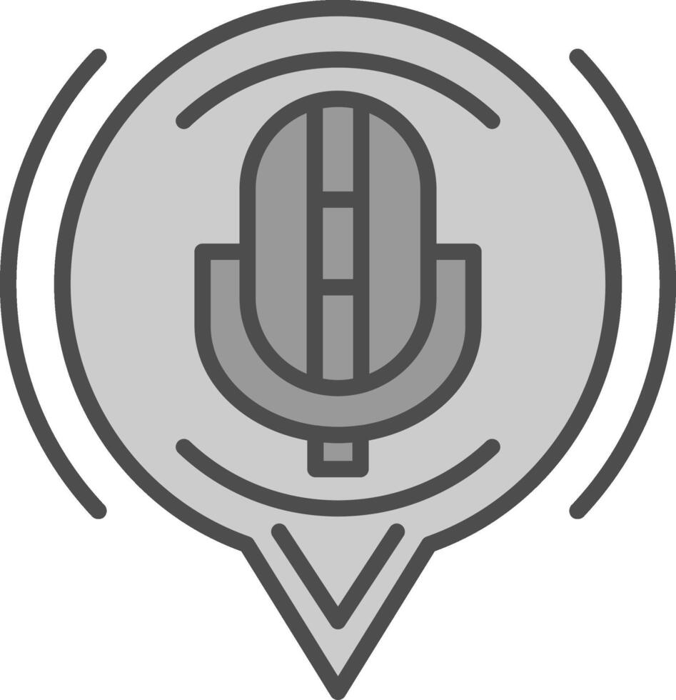 microfono linea pieno in scala di grigi icona design vettore