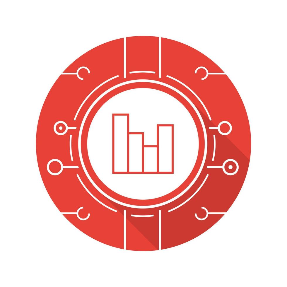 grafici digitali design piatto icona lunga ombra. analisi del traffico web. statistiche. preferenze. simbolo di sagoma vettoriale
