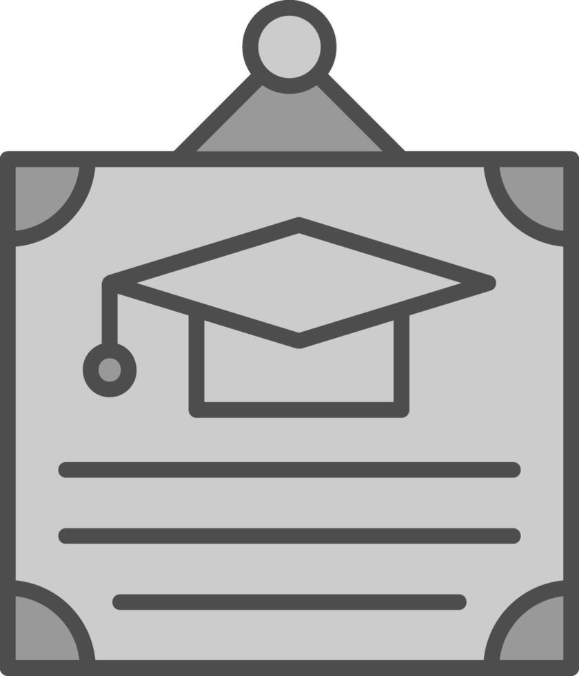 certificato linea pieno in scala di grigi icona design vettore