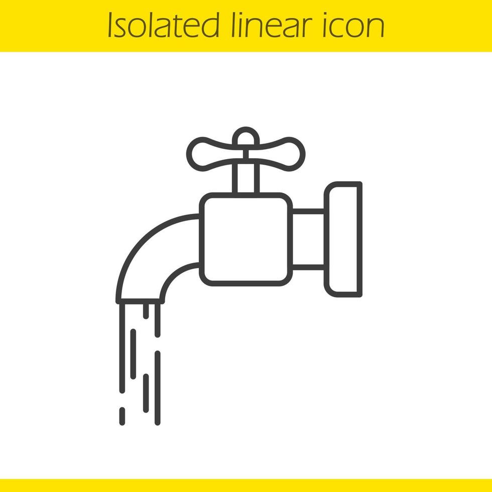 icona lineare del rubinetto dell'acqua. illustrazione di linea sottile. simbolo di contorno delle risorse idriche. disegno vettoriale isolato contorno