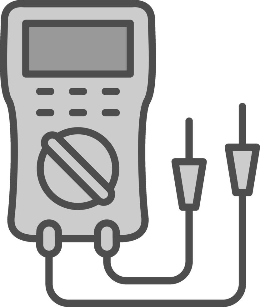 multimetro linea pieno in scala di grigi icona design vettore
