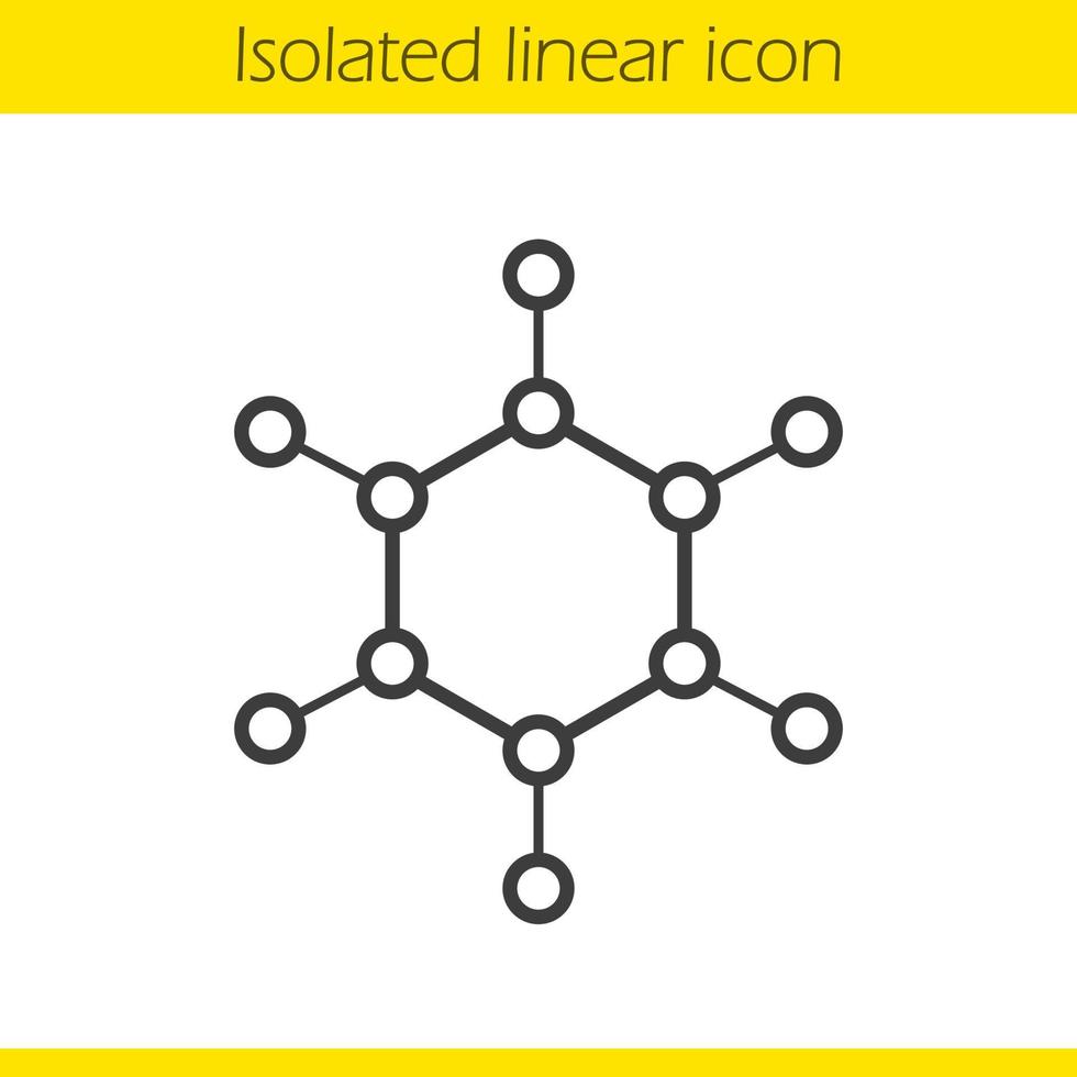 icona lineare della molecola. illustrazione di linea sottile. simbolo di contorno del modello di struttura molecolare. disegno vettoriale isolato contorno