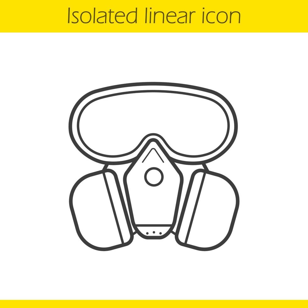 icona lineare di maschera antigas. illustrazione di linea sottile. simbolo di contorno maschera laboratorio chimico. disegno vettoriale isolato contorno