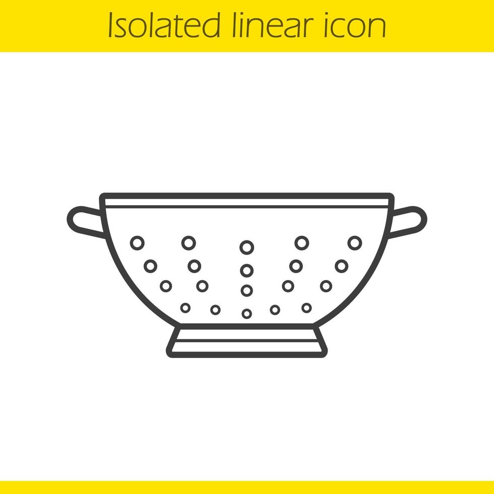 icona lineare scolapasta. illustrazione di linea sottile. simbolo del contorno del filtro. disegno vettoriale isolato contorno