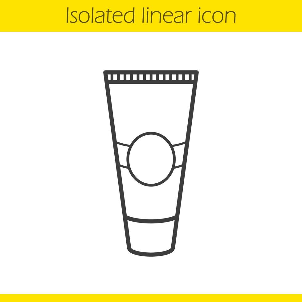 tubo per icona lineare crema. illustrazione di linea sottile di dentifricio. simbolo contorno crema dopobarba. disegno vettoriale isolato contorno