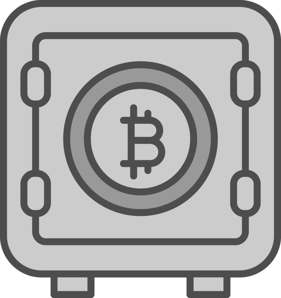 bitcoin Conservazione linea pieno in scala di grigi icona design vettore