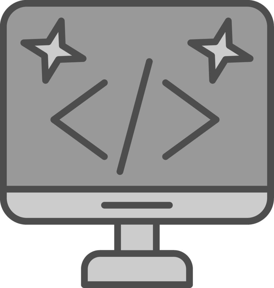 pulito codice linea pieno in scala di grigi icona design vettore