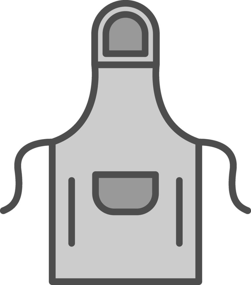 grembiule linea pieno in scala di grigi icona design vettore