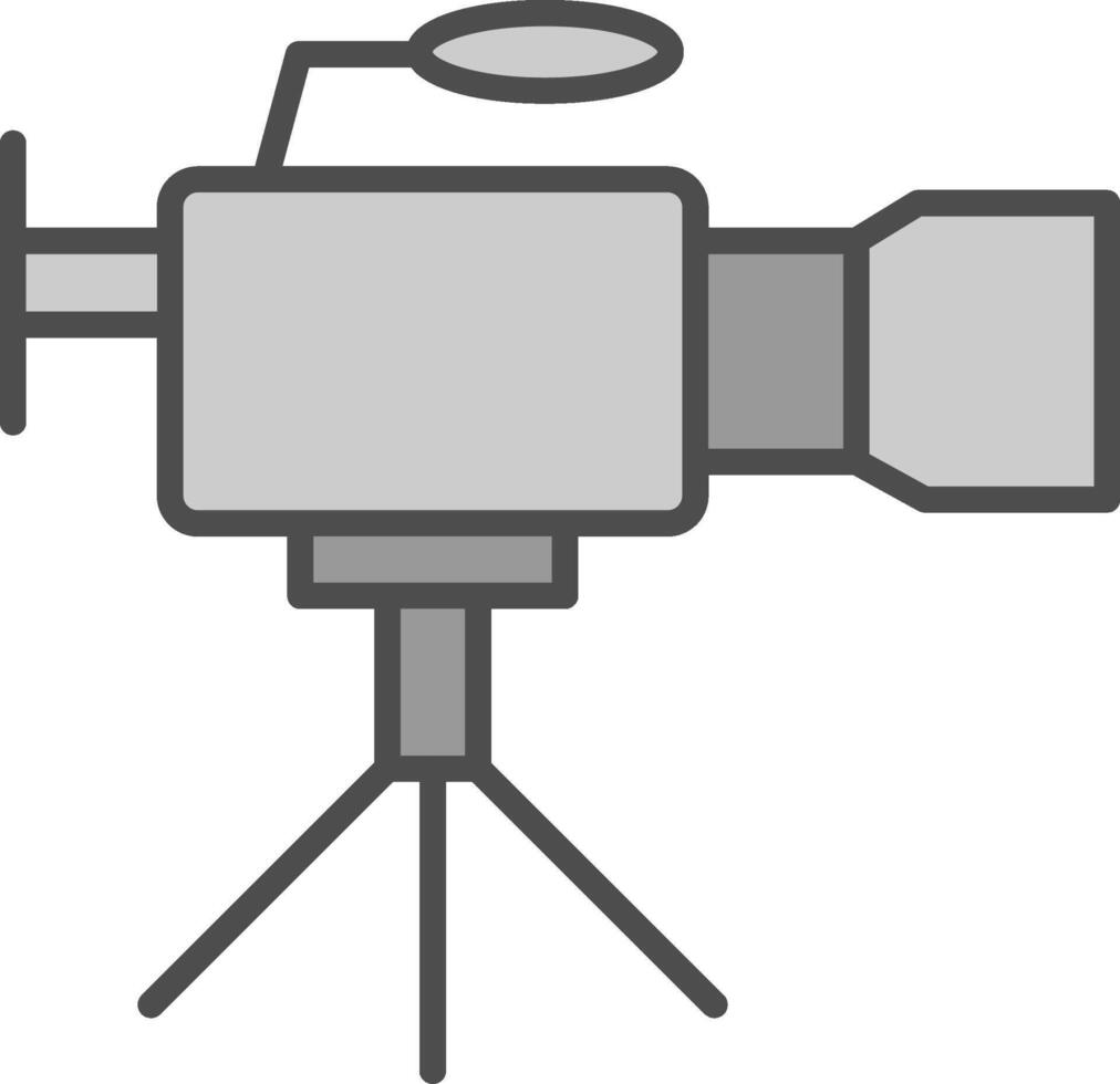 videocamera linea pieno in scala di grigi icona design vettore