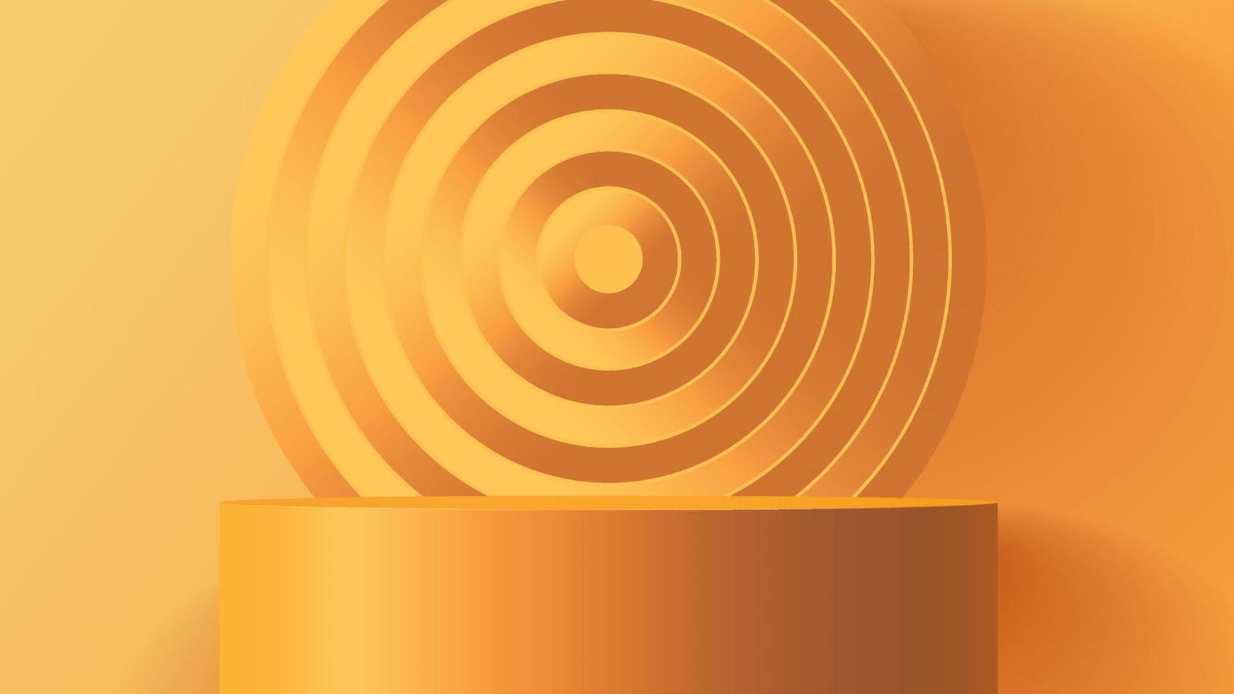 podio del prodotto mock up sfondo per la presentazione con sfondo astratto arancione 3d illustration vettore