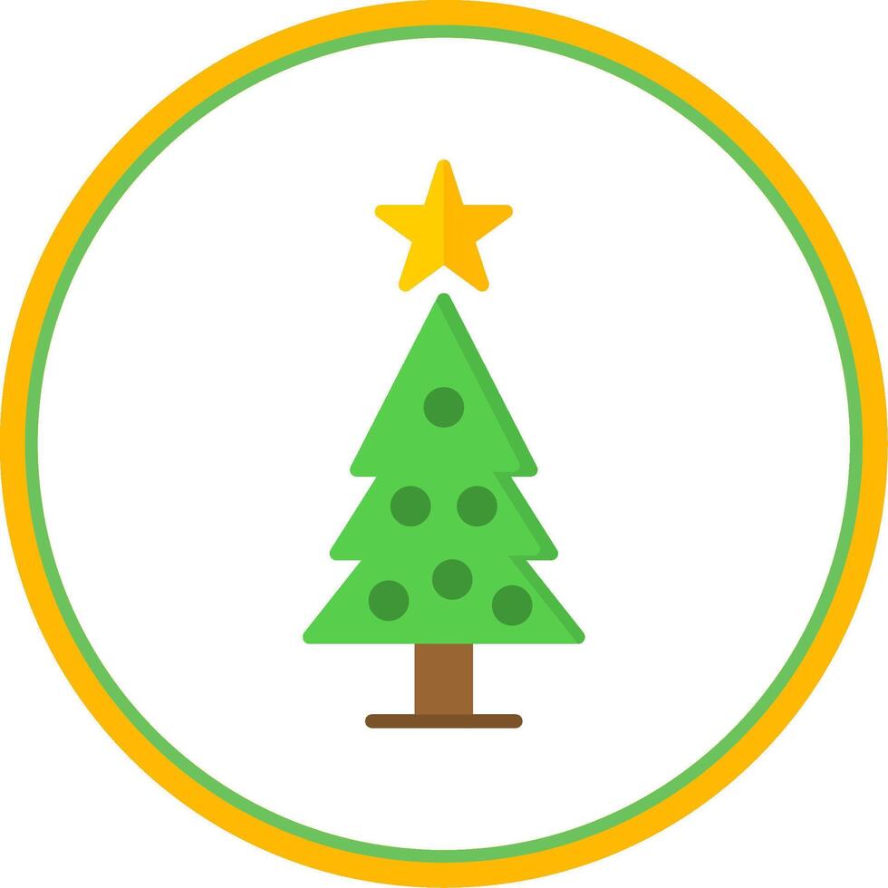 Natale albero piatto cerchio icona vettore