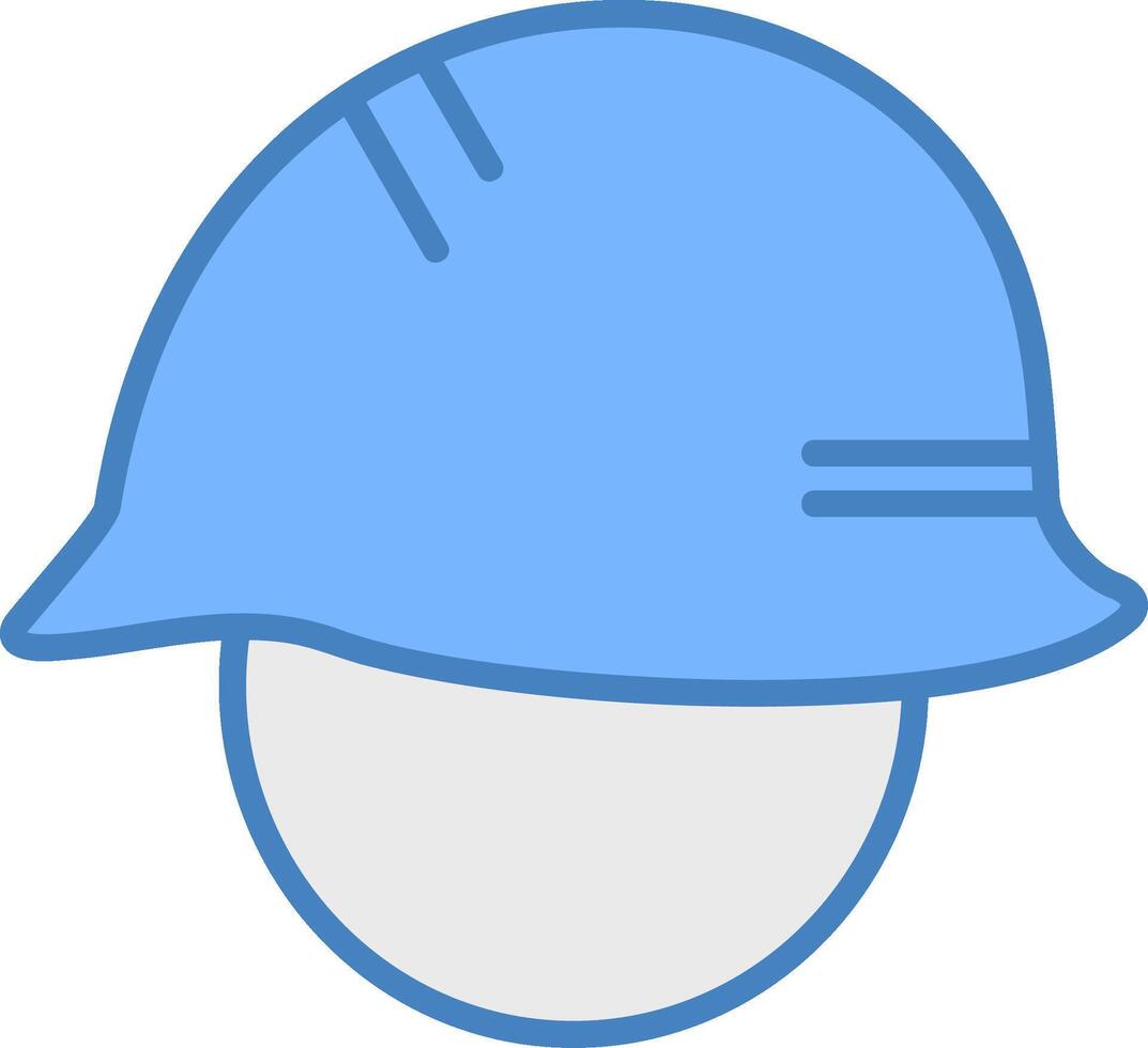 casco linea pieno blu icona vettore