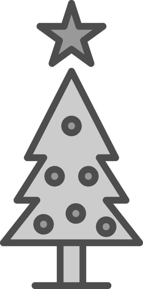 Natale albero linea pieno in scala di grigi icona design vettore
