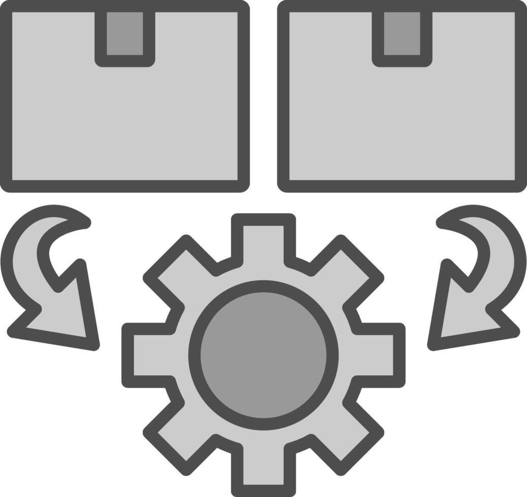 ordine in lavorazione linea pieno in scala di grigi icona design vettore